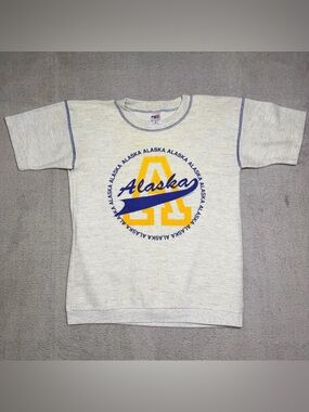 Vtg 90s College House Sweatshirt Men’s M University Of Alaska Print Short Sleeve